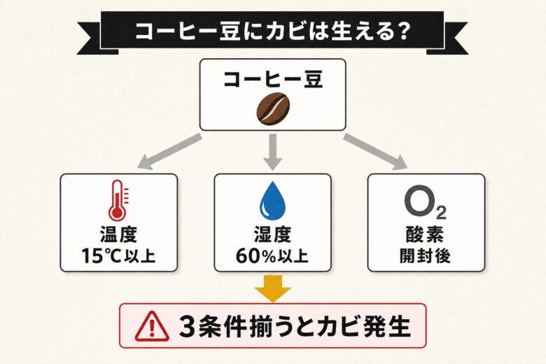 コーヒー豆にカビは生えるかの判断基準