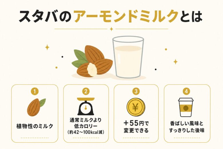 スタバのアーモンドミルクの特徴を示した図