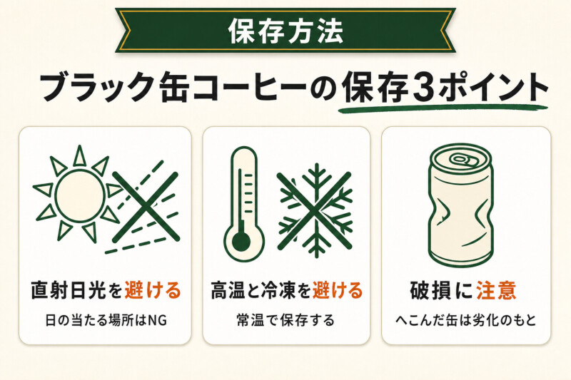 ブラック缶コーヒーの保存方法