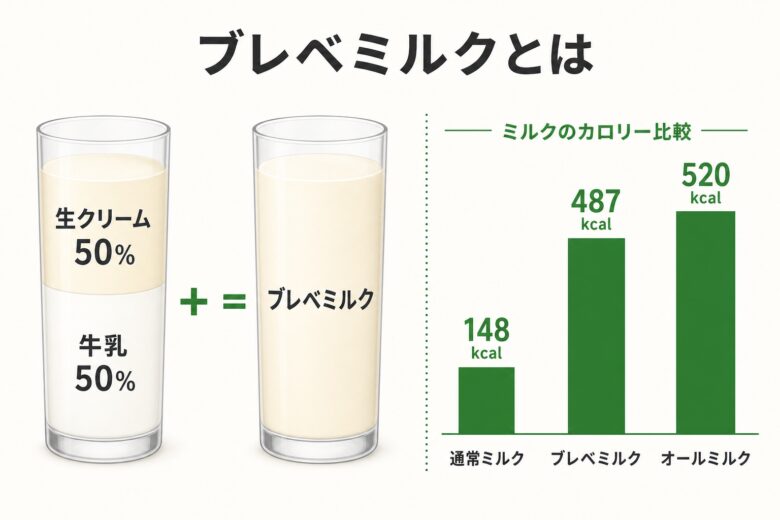 ブレベミルクとは 牛乳 生クリーム 配合 カロリー比較