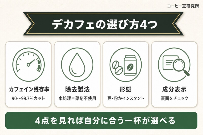カルディのデカフェコーヒーの選び方4つの図解
