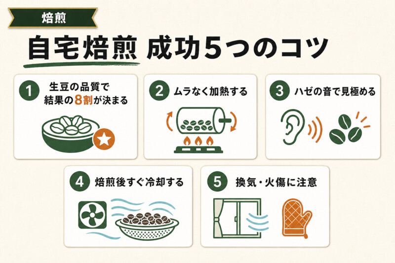 自宅焙煎を成功させる5つのコツと注意点