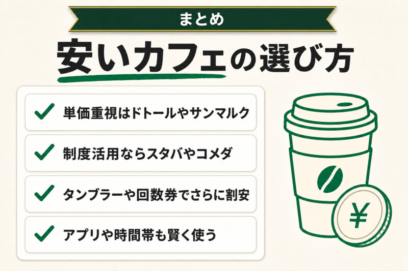 毎日のコーヒーを安いカフェで楽しもう！