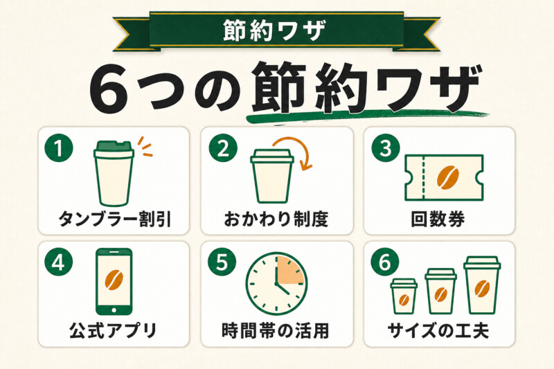 コーヒーチェーン・カフェの利用をさらに安くする6つの節約ワザ