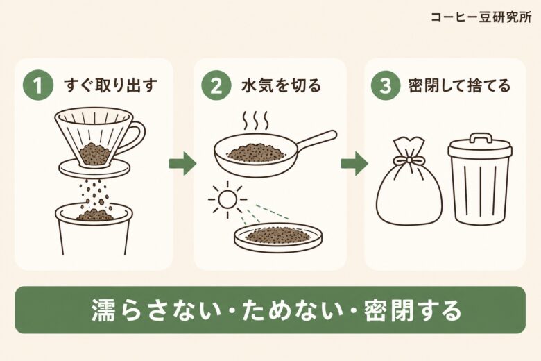 ゴキブリを寄せ付けないコーヒーかすの捨て方