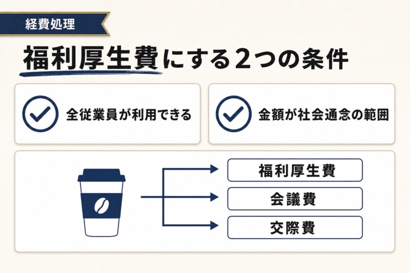 コーヒー代を福利厚生費として経費にする2つの条件