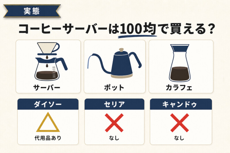 コーヒーサーバーは100均で買えるか 3社の取り扱い実態