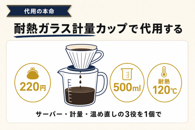 ダイソー 耐熱ガラス計量カップ サーバー代用