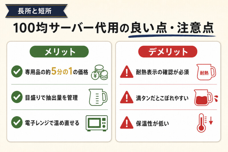 100均コーヒーサーバー代用のメリットとデメリット