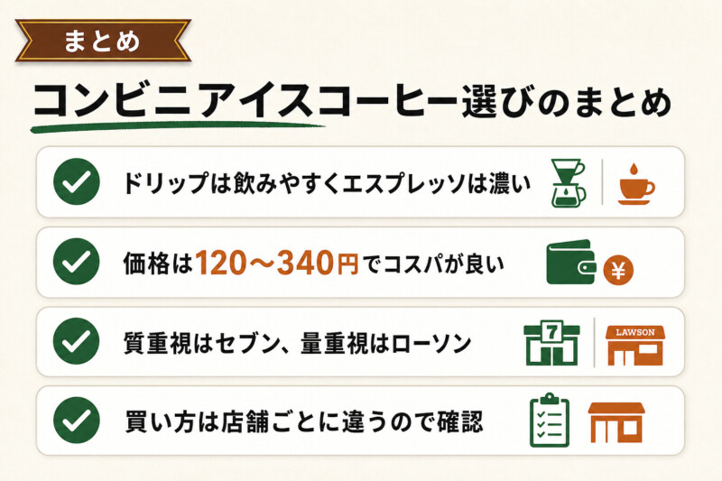 コンビニアイスコーヒー選びのまとめ