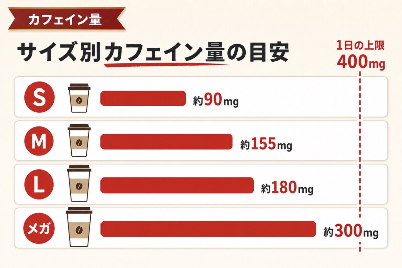 コンビニコーヒーのカフェイン量 サイズ別の目安