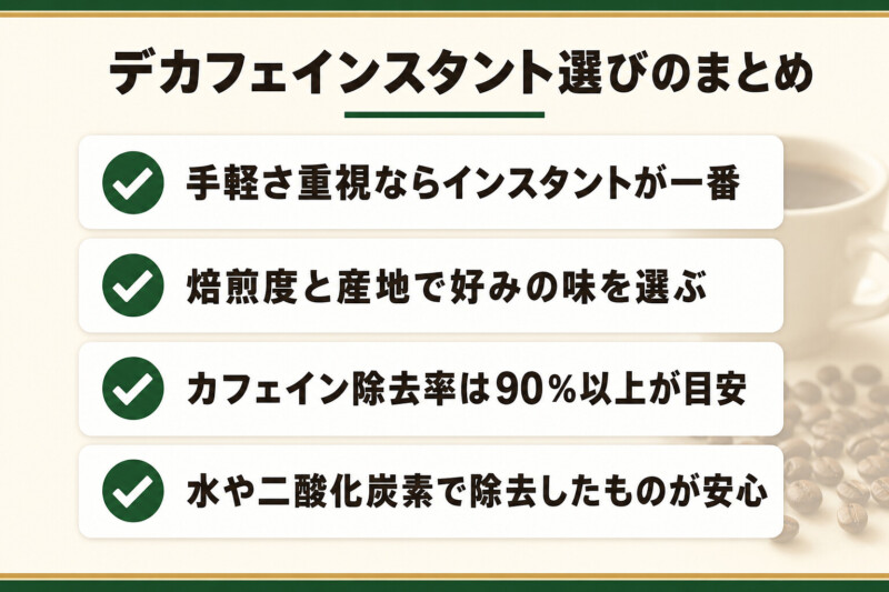 デカフェインスタント選びのまとめ
