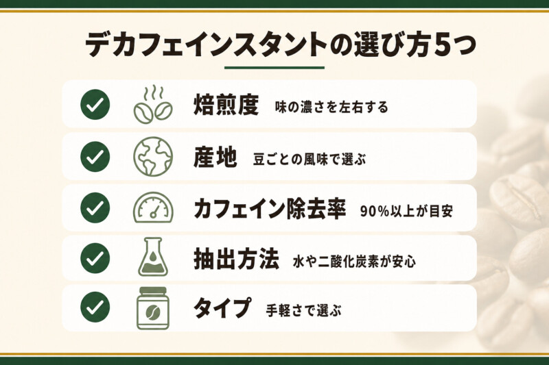 デカフェインスタントコーヒーの選び方5つ