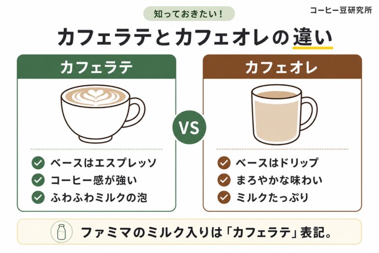 ファミマ カフェラテとカフェオレの違い
