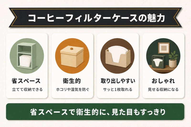コーヒーフィルターケースの魅力の図解