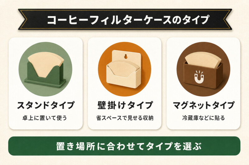 コーヒーフィルターケースのタイプの図解