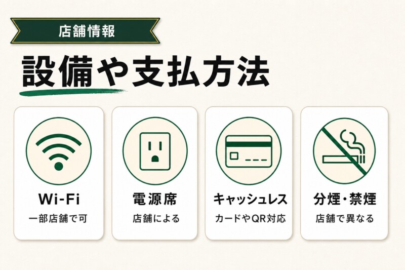 星乃珈琲店の店舗設備や支払方法