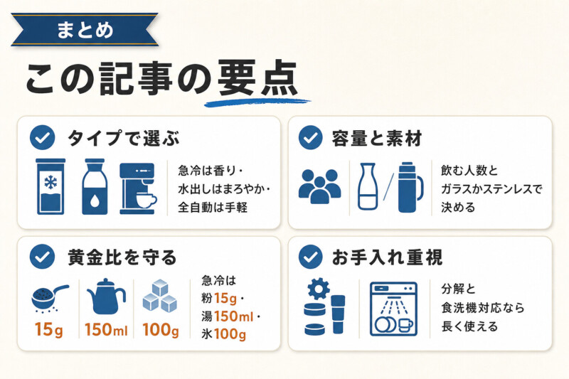 アイスコーヒーサーバー選びの要点まとめ