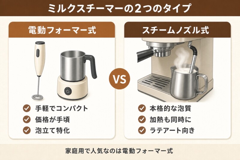 ミルクスチーマーの2つのタイプ