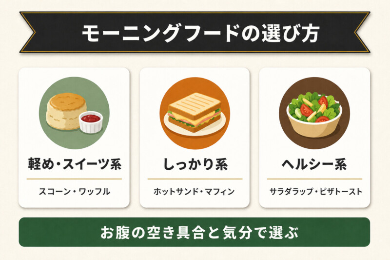 スタバのモーニングフードの選び方の図解