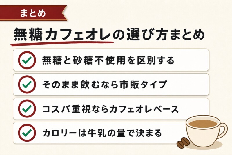 無糖カフェオレで甘くない一杯を楽しもう まとめ