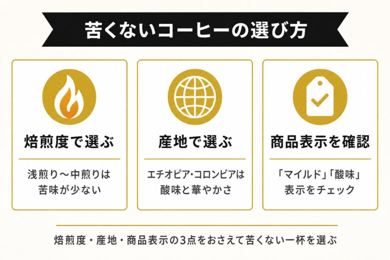 苦くないコーヒーの選び方