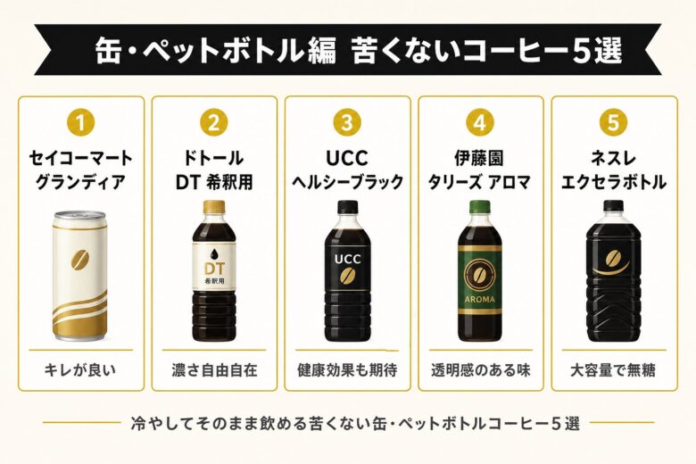 缶・ペットボトル編の苦くないコーヒー5選
