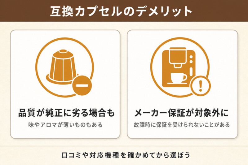 互換カプセルのデメリット