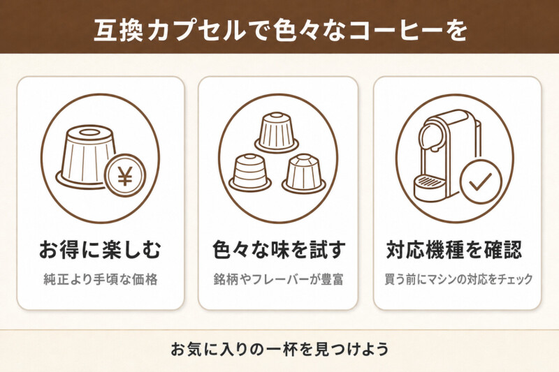 互換カプセルで色々なコーヒーを楽しもう