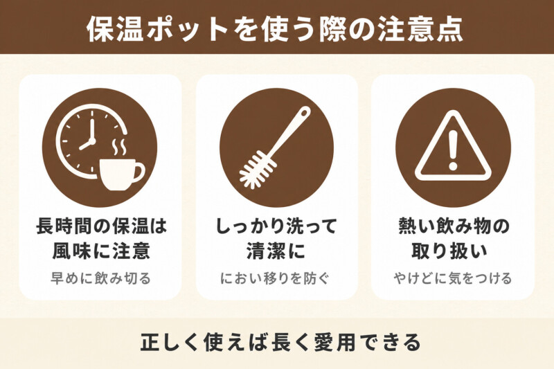 保温ポットを使う際の注意点