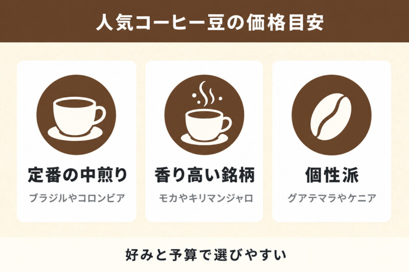 人気コーヒー豆の価格目安