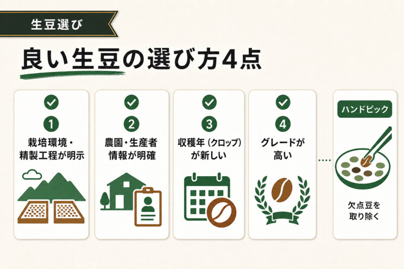 ロースト用の生豆選びとハンドピックの方法