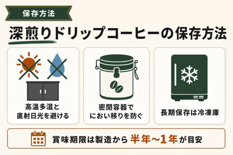 深煎りドリップコーヒーの保存方法