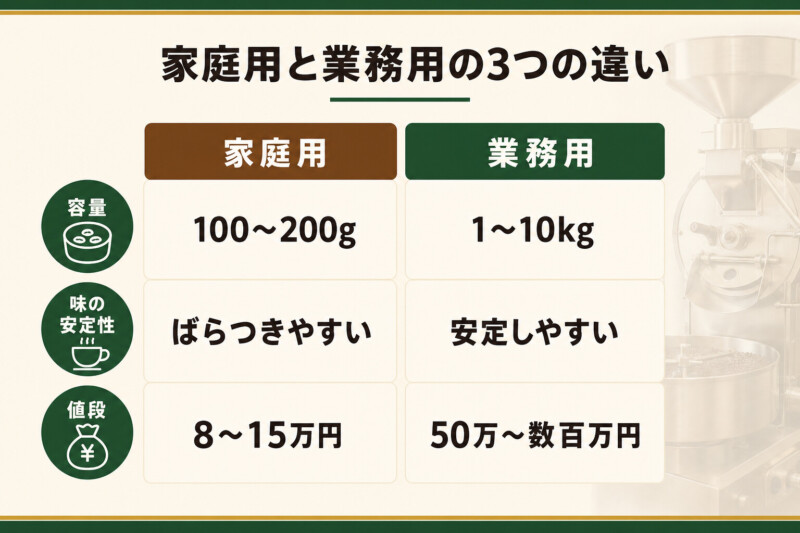 家庭用と業務用の3つの違い