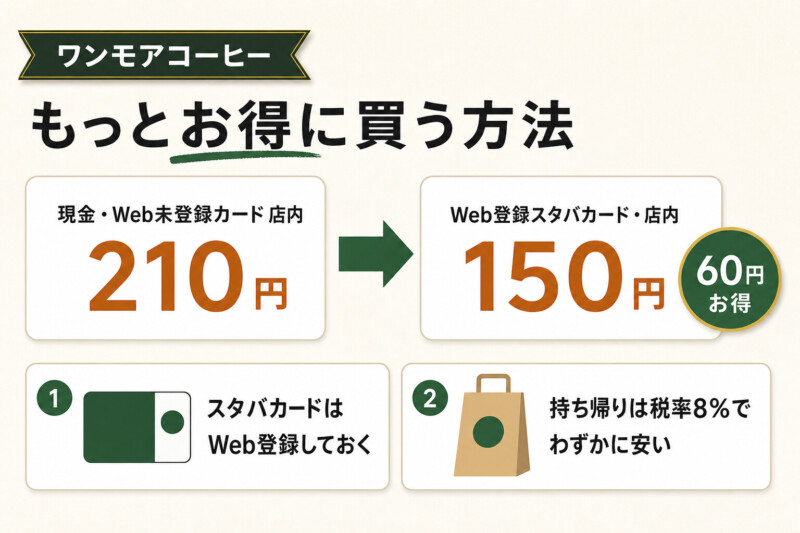 スタバのワンモアコーヒー(おかわり)をお得に買う方法