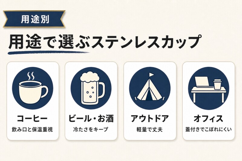 ステンレスカップ 用途別の選び方 コーヒー ビール アウトドア オフィス