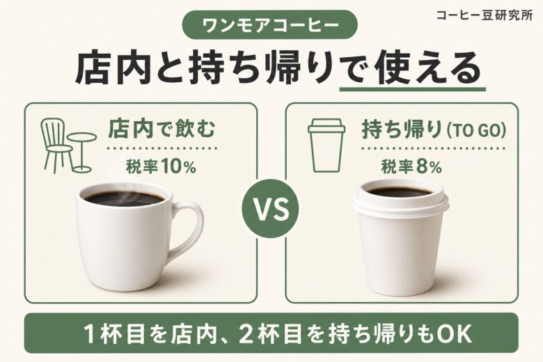 スタバのワンモアコーヒーは持ち帰りでも使える