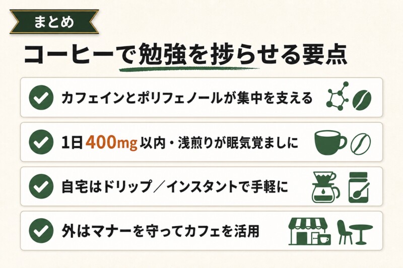 コーヒーで勉強を捗らせる要点