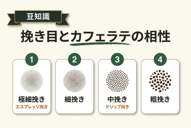 コーヒー豆の挽き目とカフェラテの相性
