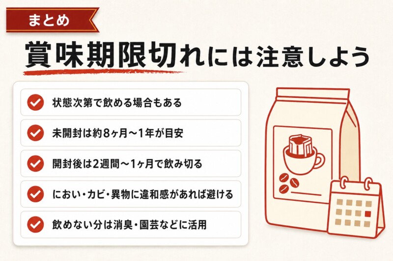 ドリップコーヒーの賞味期限切れには注意しよう！