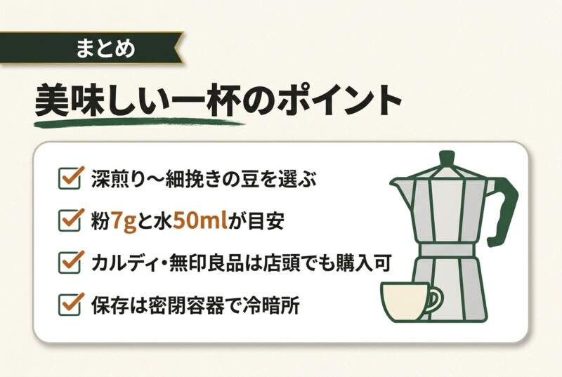 マキネッタ コーヒー豆 まとめ 美味しい淹れ方ポイント