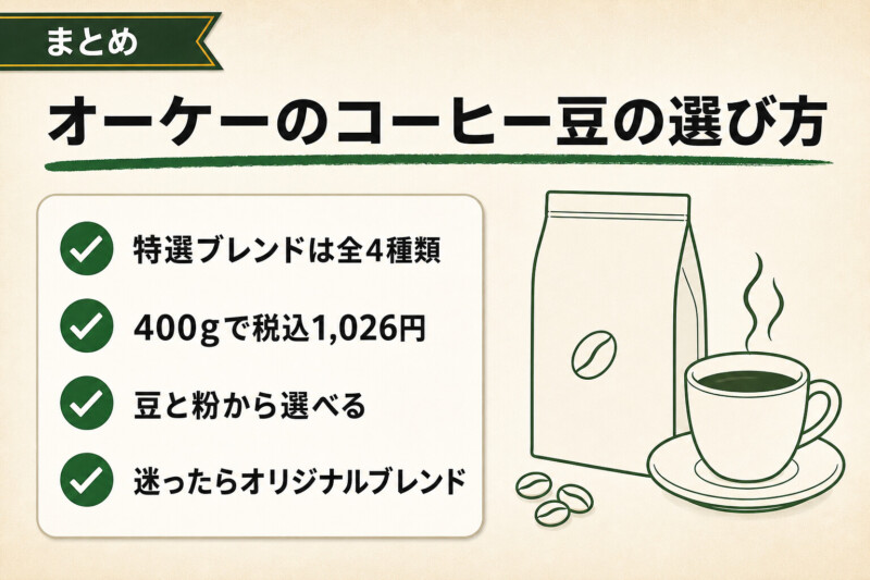 オーケーのコーヒー豆の選び方まとめ