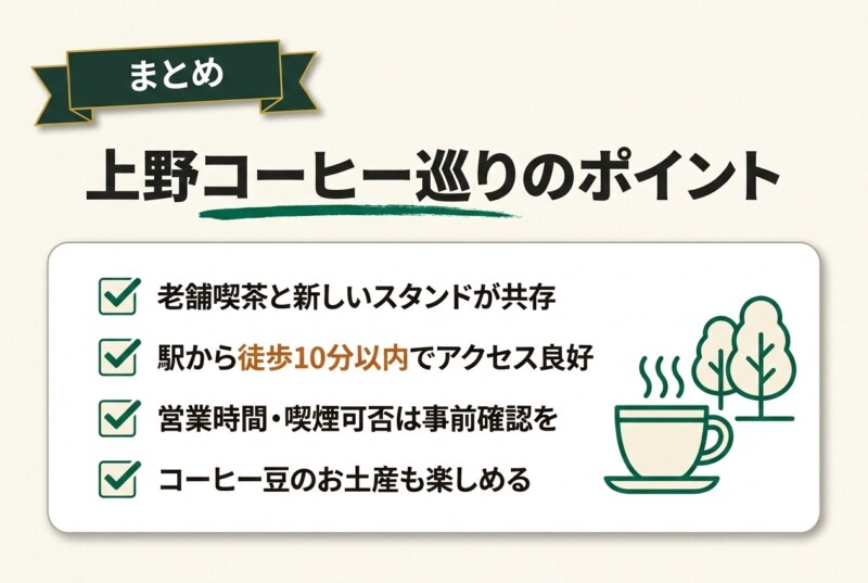 歴史ある上野で個性豊かなコーヒーを楽しもう!