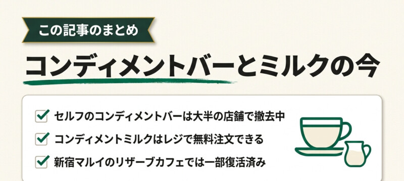 スタバ コンディメントバー コンディメントミルク まとめ