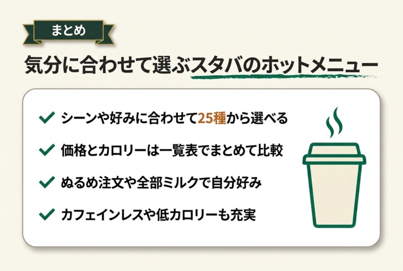 気分に合ったスタバのホットメニューを選ぼう！