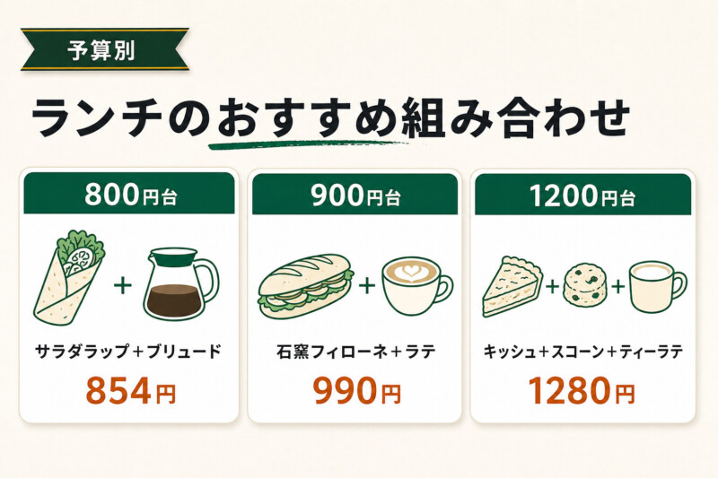 スタバのランチおすすめ組み合わせ 予算別 図解