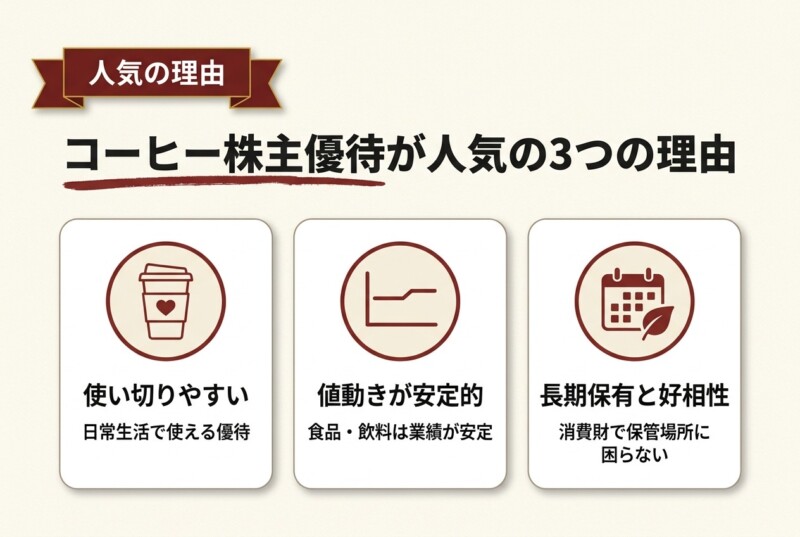 コーヒー株主優待が人気の理由3つ