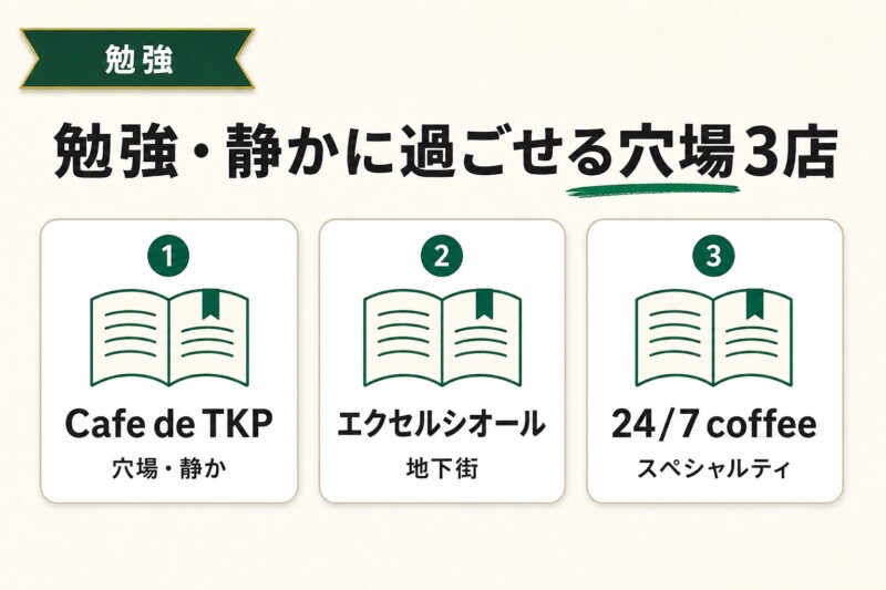 横浜駅 勉強 静かなカフェ 図解