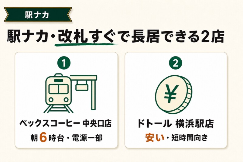 横浜駅 駅ナカ 長居カフェ 図解
