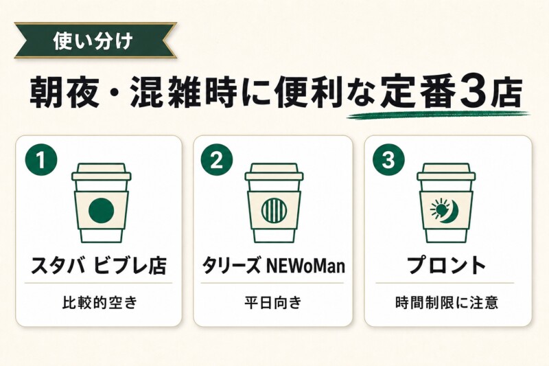横浜駅 定番チェーン カフェ 図解